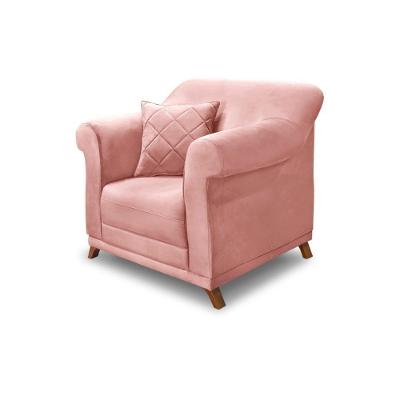 Poltrona Decorativa Armstrong Veludo com Almofada Rosa G63 Gran Belo