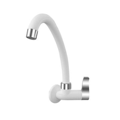 Torneira para Cozinha Slim Orquídea Alavanca de Parede Bica Móvel Branca e Cromada Socel