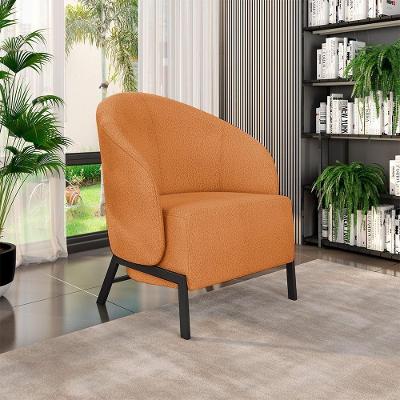 Poltrona Decorativa Kenya G33 para Sala de Estar Bouclê Preto-terracota Gran Belo