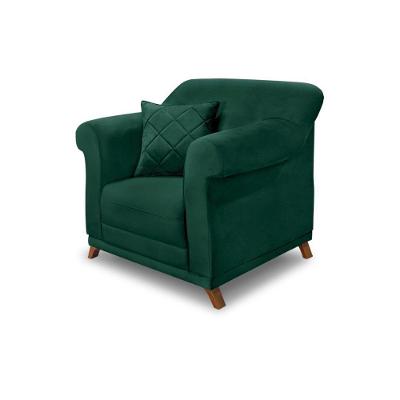 Poltrona Decorativa Armstrong em Veludo Verde Floresta G63 com Almofada Gran Belo