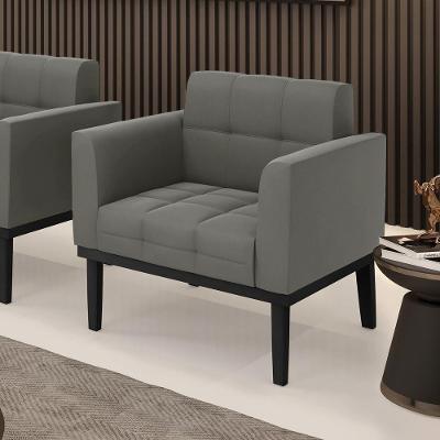 Poltrona Decorativa Karen Suede Grafite G19 com Espuma D-23 para Sala Gran Belo