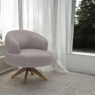 Poltrona Decorativa Katy G88 Sala de Estar Couro Avelã Base Giratória em Madeira Gran Belo
