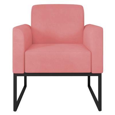 Poltrona Decorativa Isabella G19 Base Industrial Estofada Confortável Rosê Preto Gran Belo
