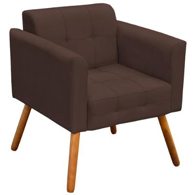 Poltrona Decorativa Karen Suede Marrom com Pés Palito para Sala de Estar Gran Belo