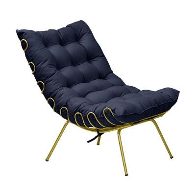 Poltrona Decorativa Abel G41 para Sala de Estar Veludo Azul Gran Belo