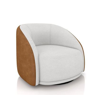 Poltrona Decorativa Jenny G45 Giratória em Bouclê Branco e Caramelo Gran Belo