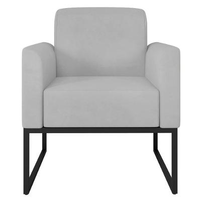 Poltrona Decorativa Isabella Suede Confortável Cinza Preto Gran Belo