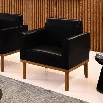 Poltrona Decorativa Isabella G19 Couro Sintético Pu Preto Brilho com Espuma D-23 Gran Belo