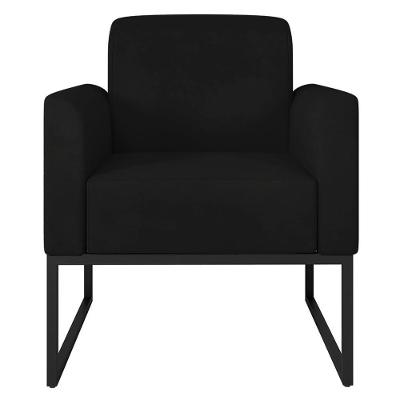 Poltrona Decorativa Isabella para Sala de Estar com Base Industrial Preto Gran Belo