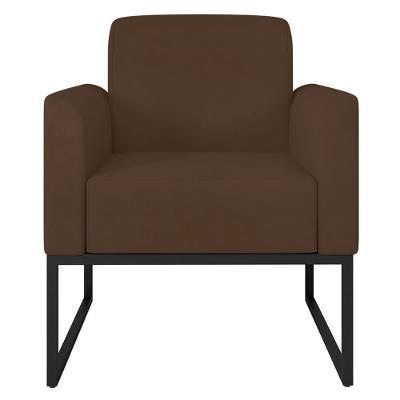 Poltrona Decorativa Isabella G19 Suede Confortável Marrom Preto Gran Belo