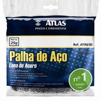 Palha de Aço Média Número 1 At90-60 para Limpeza e Acabamento Pincéis Atlas