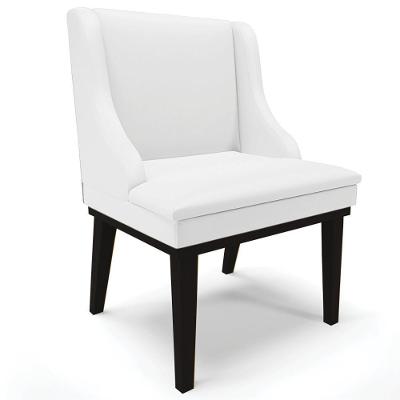 Poltrona Decorativa Firenze G19 Pu Branco Fosco Preto Base Fixa Gran Belo
