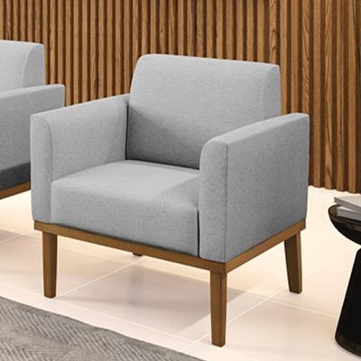 Poltrona Decorativa Isabella G19 em Linho com Espuma D-23 Cinza Gran Belo