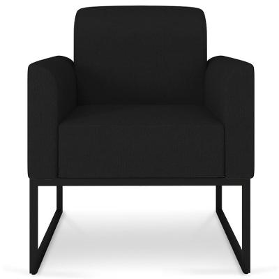 Poltrona Decorativa Isabella Base Industrial Linho Preto G19 Gran Belo