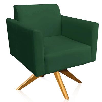 Poltrona Decorativa Isabella Base Giratória em Madeira Suede Verde G19 Gran Belo