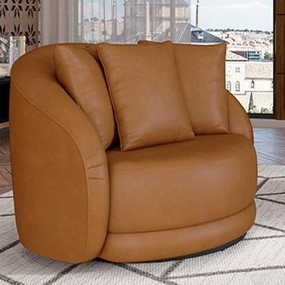 Poltrona Decorativa Galáxia G45 Giratória com Almofadas Corino Caramelo Gran Belo
