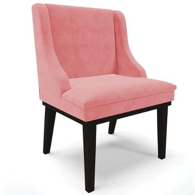 Poltrona Decorativa Firenze G19 Suede Base Fixa de Madeira Rosê-preto Gran Belo