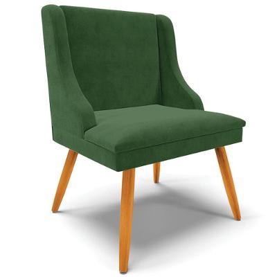 Poltrona Decorativa Firenze Suede com Pés Palito Madeira Verde Esmeralda Gran Belo