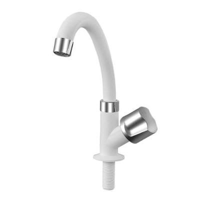 Torneira para Lavatório de Mesa Bica Móvel Baixa Tulipa em Abs Branco e Cromado Socel