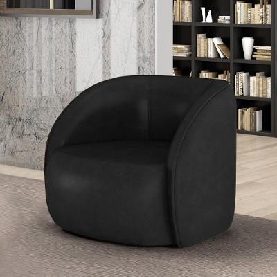 Poltrona Decorativa Clarke G45 para Sala de Estar Corino Preto Manchado Gran Belo