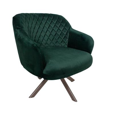 Poltrona Decorativa Kitana Giratória Veludo Verde G15 com Pés Champagne Gran Belo