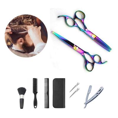 Kit Cortar Cabelo Tesouras Profissionais Aço Inox com Navalha e Pentes Furta Cor e Prata
