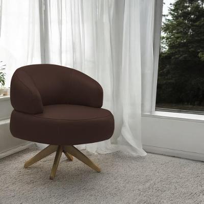 Poltrona Decorativa Katy G88 Sala de Estar Couro Marrom Chocolate Gran Belo