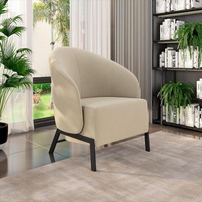 Poltrona Decorativa Kenya G33 para Sala de Estar em Veludo Preto-bege Gran Belo