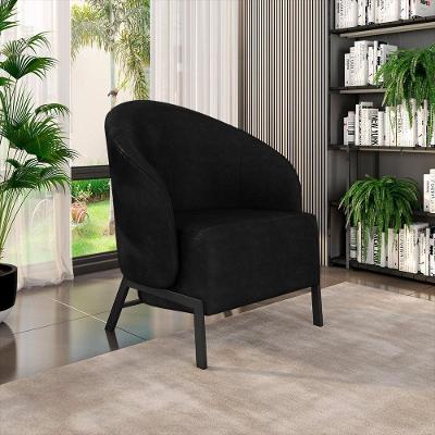 Poltrona Decorativa Kenya G33 para Sala de Estar Corino Espuma D28 Preto Gran Belo