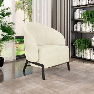 Poltrona Decorativa Kenya G33 para Sala de Estar Bouclê Preto-off White Gran Belo