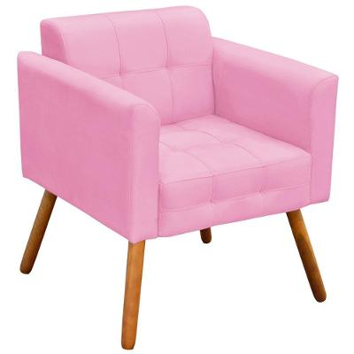 Poltrona Decorativa Karen Suede com Pés Palito Rosa G19 Gran Belo