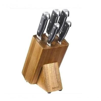 Jogo de Facas 5 Peças com Cepo Chef Kitchen em Aço Inox com Suporte em Madeira Mundial