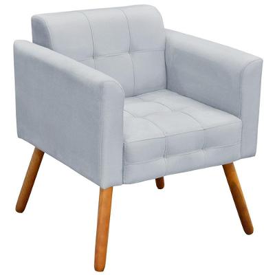 Poltrona Decorativa Karen Suede com Pés Palito Cinza G19 Gran Belo