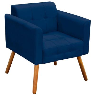 Poltrona Decorativa Karen Suede Azul Marinho com Pés Palito para Sala de Estar Gran Belo