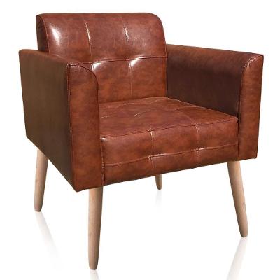 Poltrona Decorativa Karen G19 Pu Marrom Nozes com Pés Palito Gran Belo