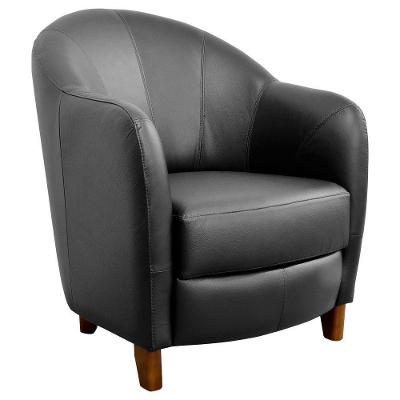 Poltrona Decorativa Kairós G03 Sala de Estar Couro Preto com Pés Madeira Gran Belo