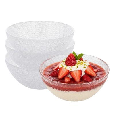 Jogo 4 Bowl Mini Tigela Wave 250ml para Sobremesa em Vidro Texturizado Transparente Lyor