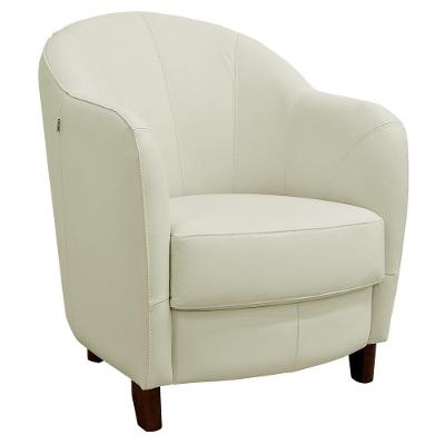 Poltrona Decorativa Kairós G03 Sala de Estar Couro Off White Pés Madeira Gran Belo