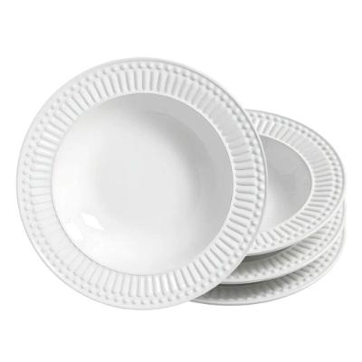 Jogo 4 Prato Fundo Roma 22cm Cerâmica Liso para Sopa Branco Porto Brasil