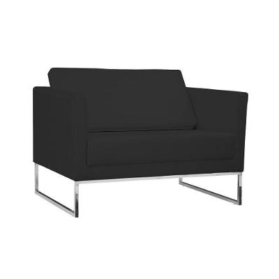 Poltrona Decorativa Julia G15 em Pu Sintético Confortável Preto Fosco Gran Belo