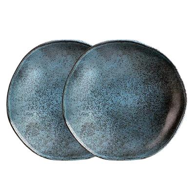 Jogo 2 Prato Fundo Orgânico Geo Petroleum 21,2cm 600ML Cerâmica Azul Porto Brasil