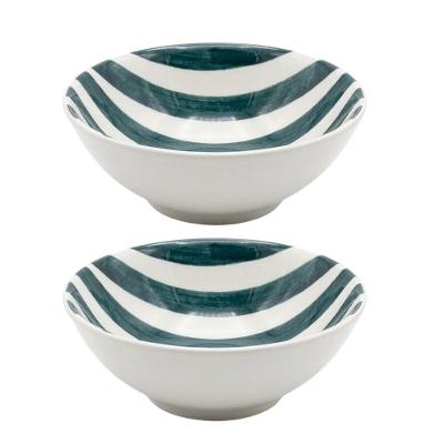 Jogo 2 Bowls Green Trace para Servir em Cerâmica 300ML Verde Alleanza