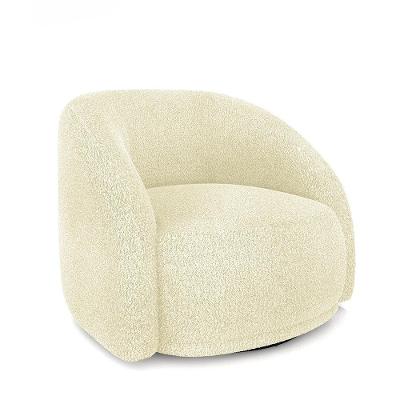 Poltrona Decorativa Jenny G45 Giratória Bouclê Off White Gran Belo