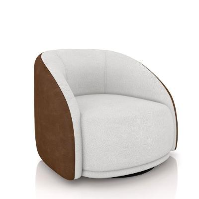 Poltrona Decorativa Jenny G45 Giratória em Metal Preto Bouclê Branco-marrom Gran Belo