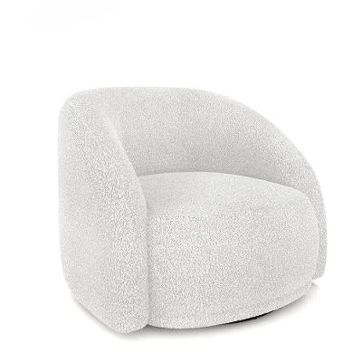 Poltrona Decorativa Jenny G45 Giratória em Metal Preto Bouclê Branco Gran Belo