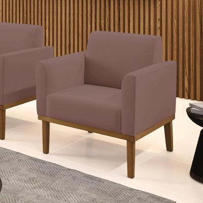Poltrona Decorativa Isabella Veludo Rose G19 com Espuma D-23 Gran Belo