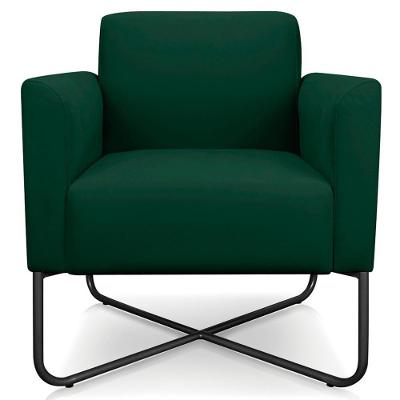 Poltrona Decorativa Isabella Suede Verde Preto Base X para Sala de Estar Gran Belo