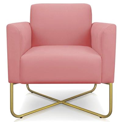 Poltrona Decorativa Isabella Suede Rosê com Base X para Sala de Estar Gran Belo