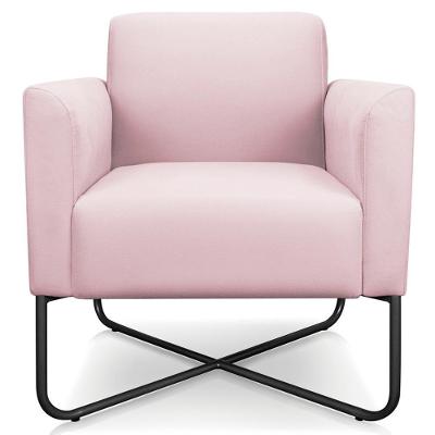 Poltrona Decorativa Isabella Suede Rosa Bebê Preto para Sala de Estar Gran Belo