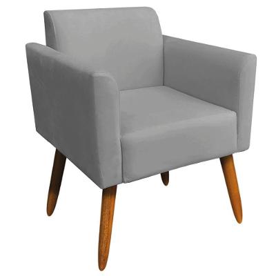 Poltrona Decorativa Isabella Suede Grafite G19 com Pés Palito Madeira Gran Belo